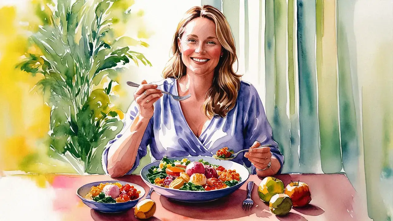 The new mom following her nutritional diet.