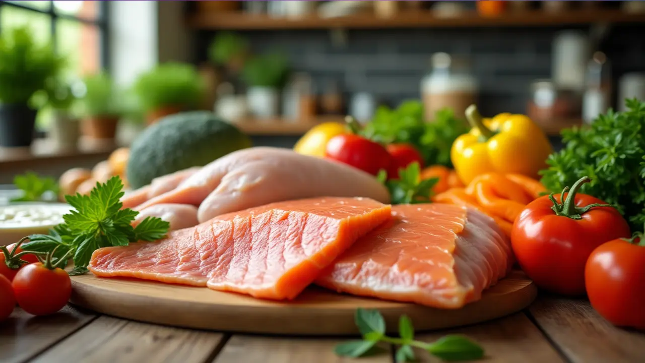 The table contains meat, and vegetables which contain Vitamin B12.