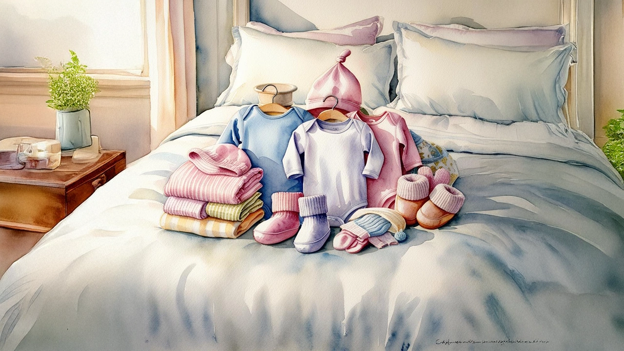 Packing dresses for the newborn baby and the mom.