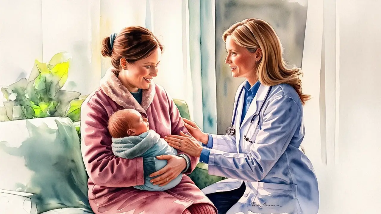 A New Mom consulting about her mental health with a doctor.