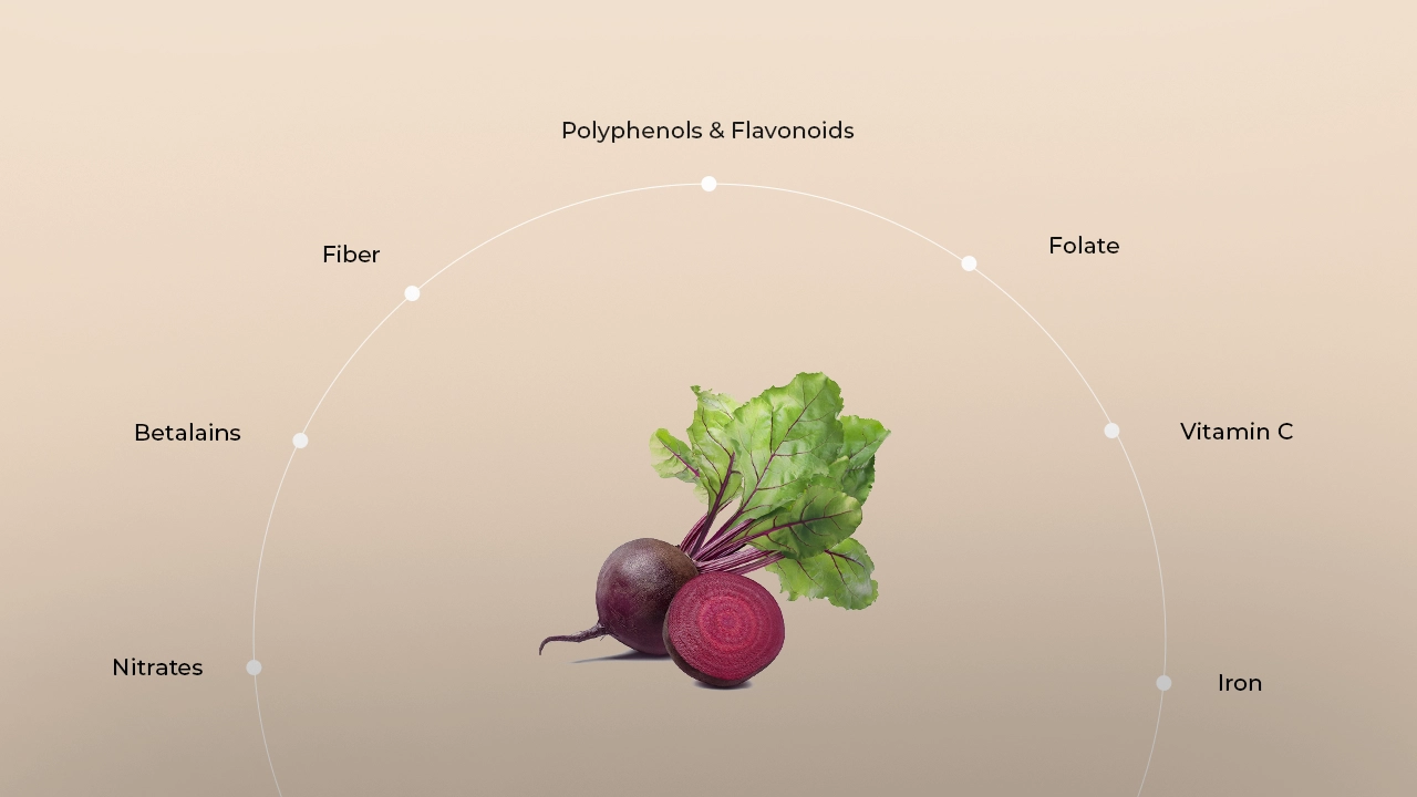 Nutrient-rich beetroot during pregnancy: polyphenols, flavonoids, folate, and Vitamin C to promote heart health and control sugar levels.