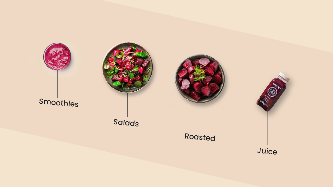 Versatile beetroot recipes during pregnancy: smoothies, salads, roasted, and juice to maintain heart health and regulate sugar levels.